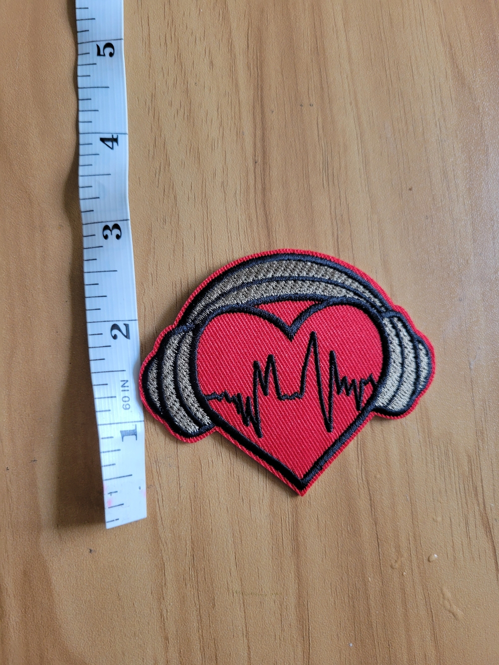 🧋NEW🧋Red Heart Patch with Headphone ECG Design